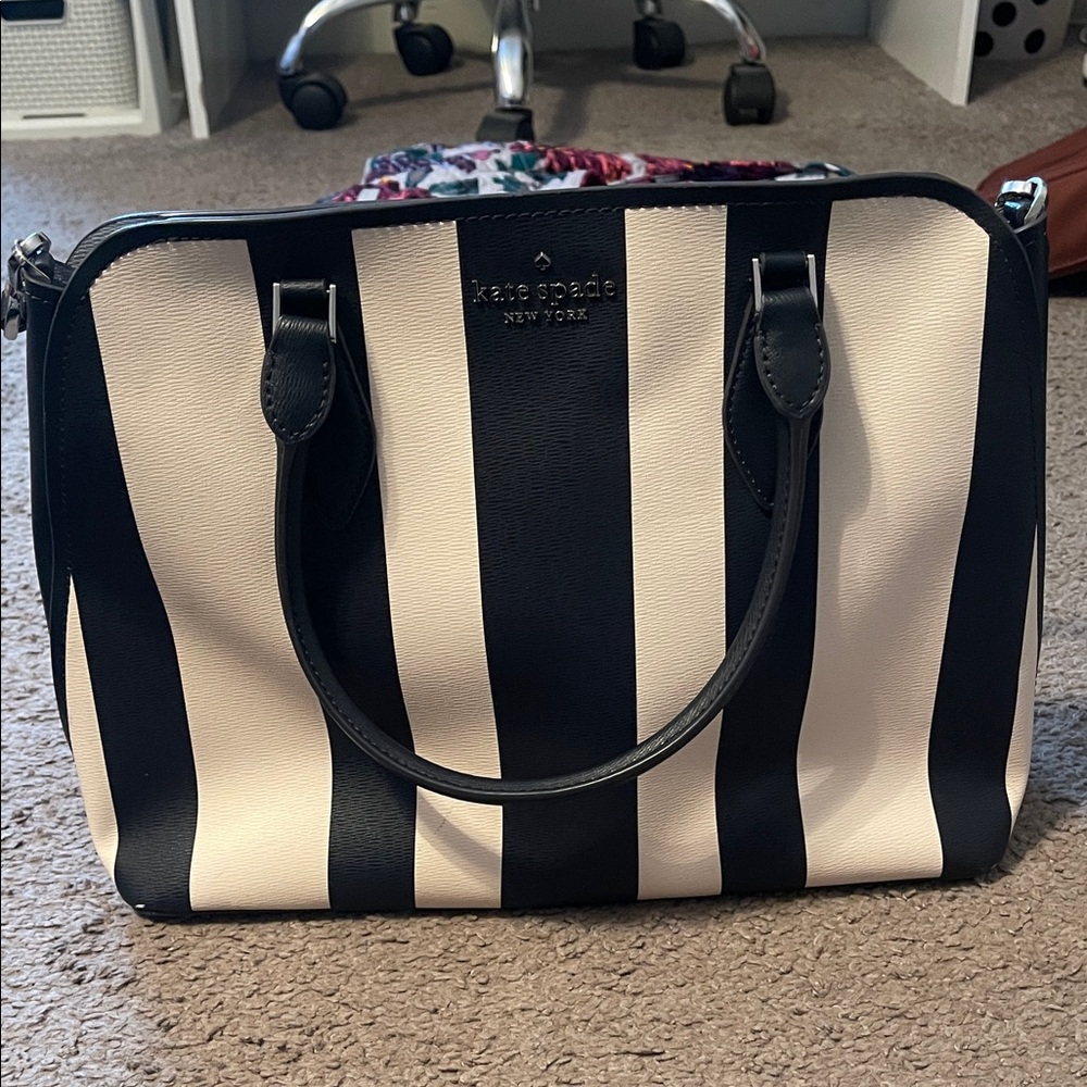 Kate Spade Navy and Cream Striped Satchel